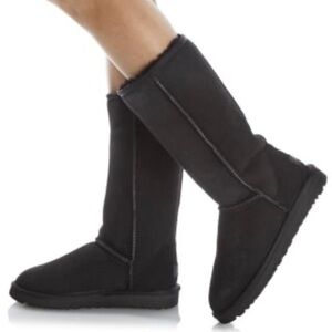 Ugg Australia Women's 5815 Classic Tall Boots Sheepskin US 6 Black Sherpa Lined